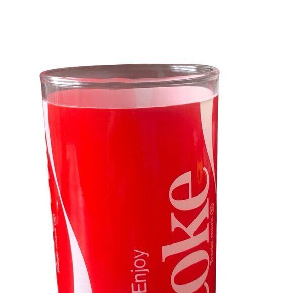 Vintage Coca-Cola Enjoy Coke Footed Pedestal Tumbler Glass Cup Nostalgia - Picture 12 of 14